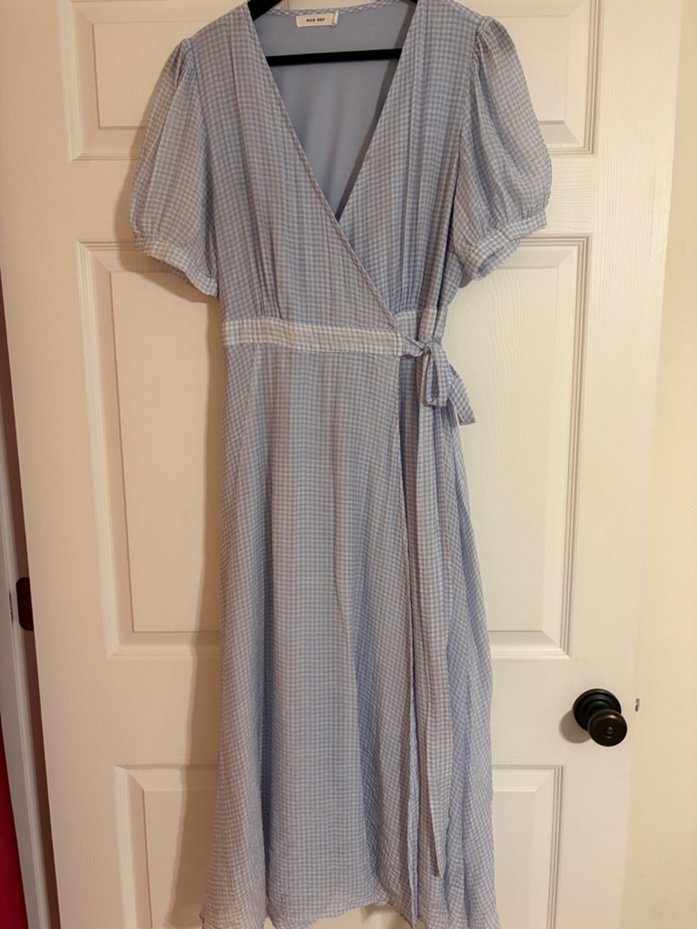 MOD REF Gingham Wrap Midi Dress